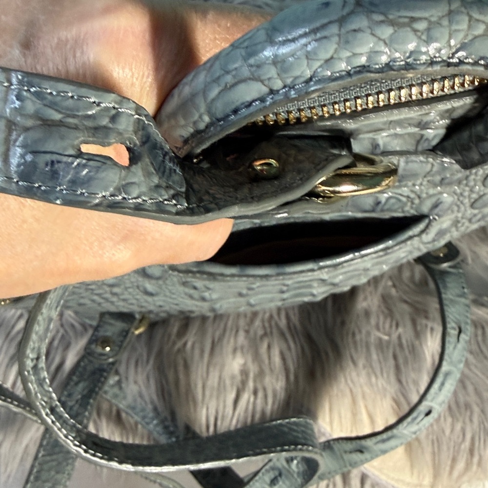 Brahmin Crocodile Embossed Gray /Blue Backpack - Picture 10 of 17